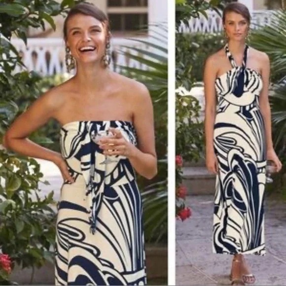 Boden knit multi-way dress - White/Navy 8R.  EUC - Picture 4 of 5